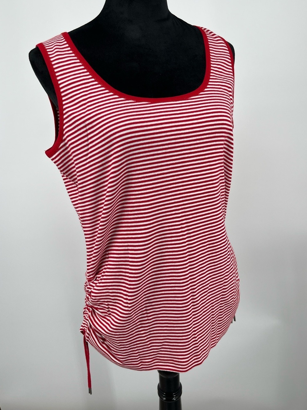 Chaps Red and White Striped Tank Top